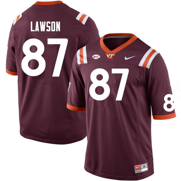 Men #87 Keli Lawson Virginia Tech Hokies College Football Jerseys Sale-Maroon